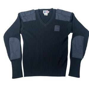 Tact Squad Commando Ribbed Wool Sweater Adult 2XL Navy Knit Epaulets